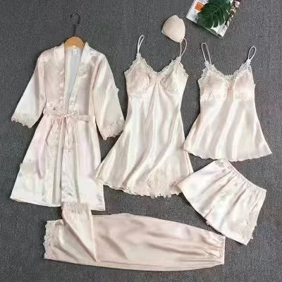 Pajamas Lace Suspender Nightdress Set of Five Multi Color Women's Sexy Pajamas Suspender Skirt Suit Beauty love Party Gift