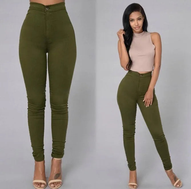 Solid Color Skinny Jeans Woman White Black High Waist Render Jeans Vintage Sexy Long Pants Femme Casual Pencil Pants Denim Jeans