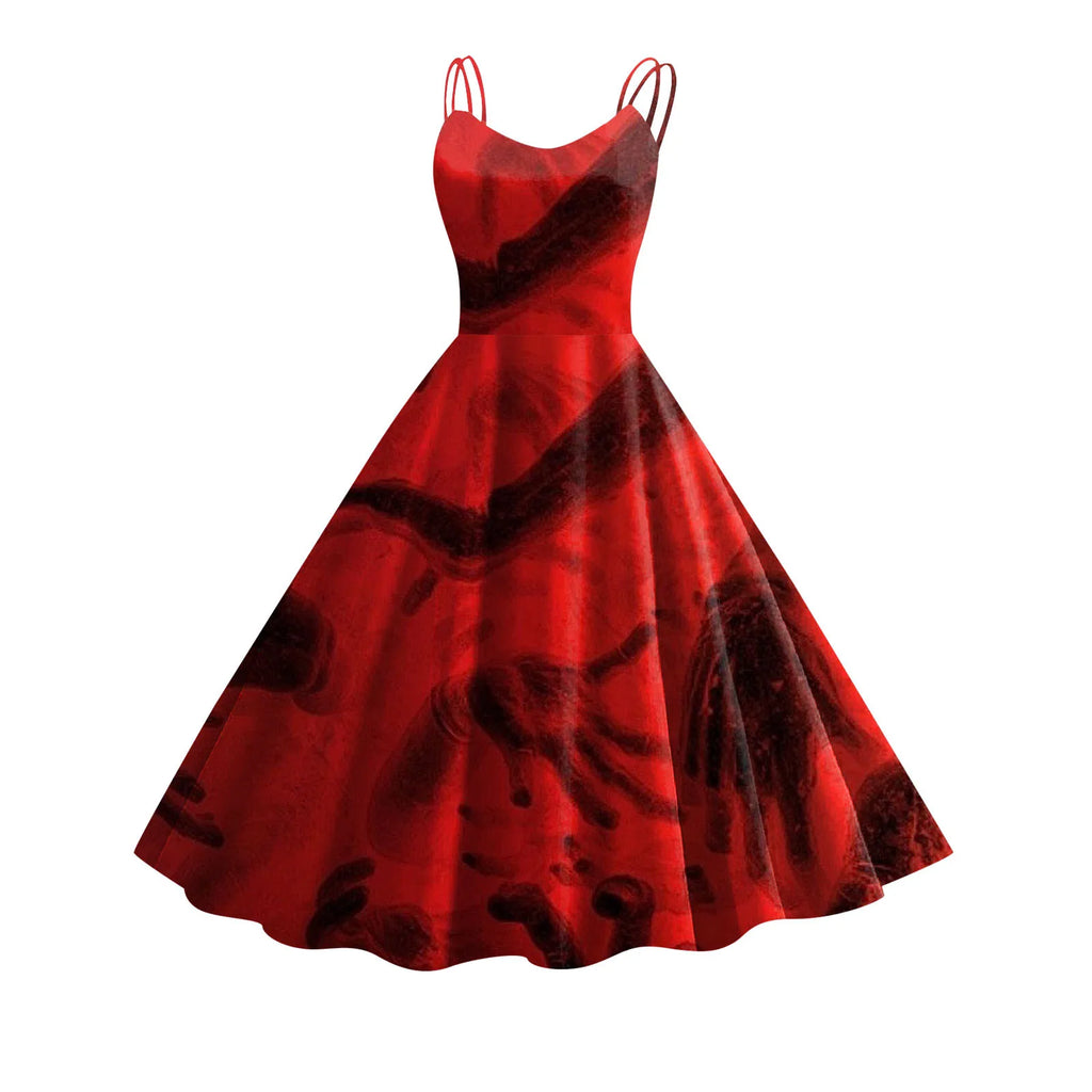 Halloween Horrible Blood Dresses For Women Masquerade Carnival Party Outfits Cosplay Costumes Disguise Roleplay A-Line Dress