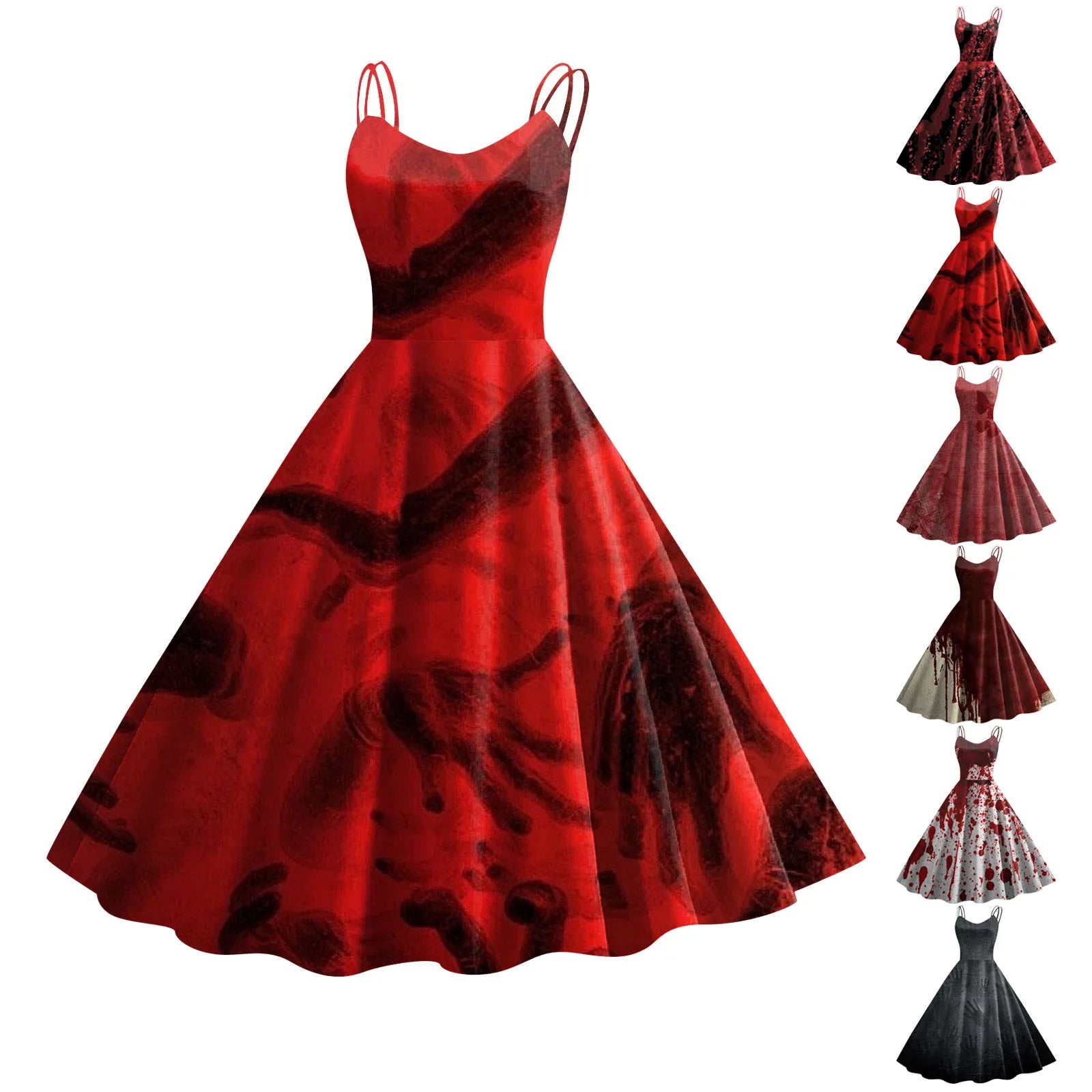 Halloween Horrible Blood Dresses For Women Masquerade Carnival Party Outfits Cosplay Costumes Disguise Roleplay A-Line Dress