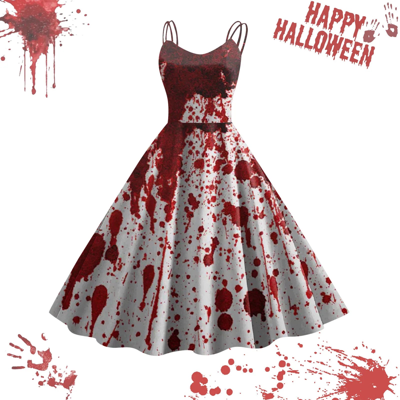 Halloween Horrible Blood Dresses For Women Masquerade Carnival Party Outfits Cosplay Costumes Disguise Roleplay A-Line Dress
