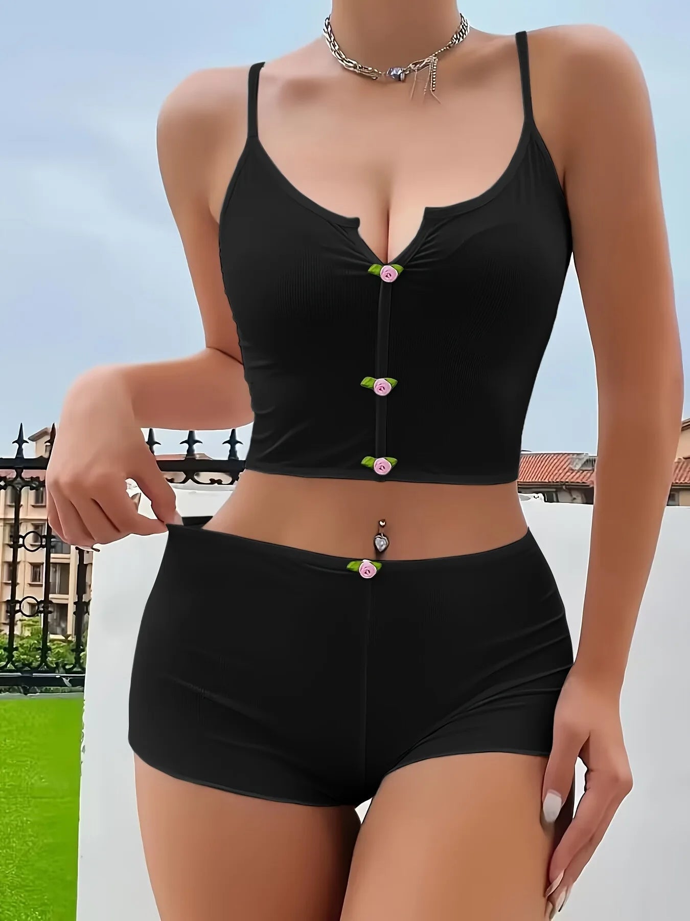 New models, European and American fashion. Skinny women's clothing, solid color home pajamas set, foreign trade export